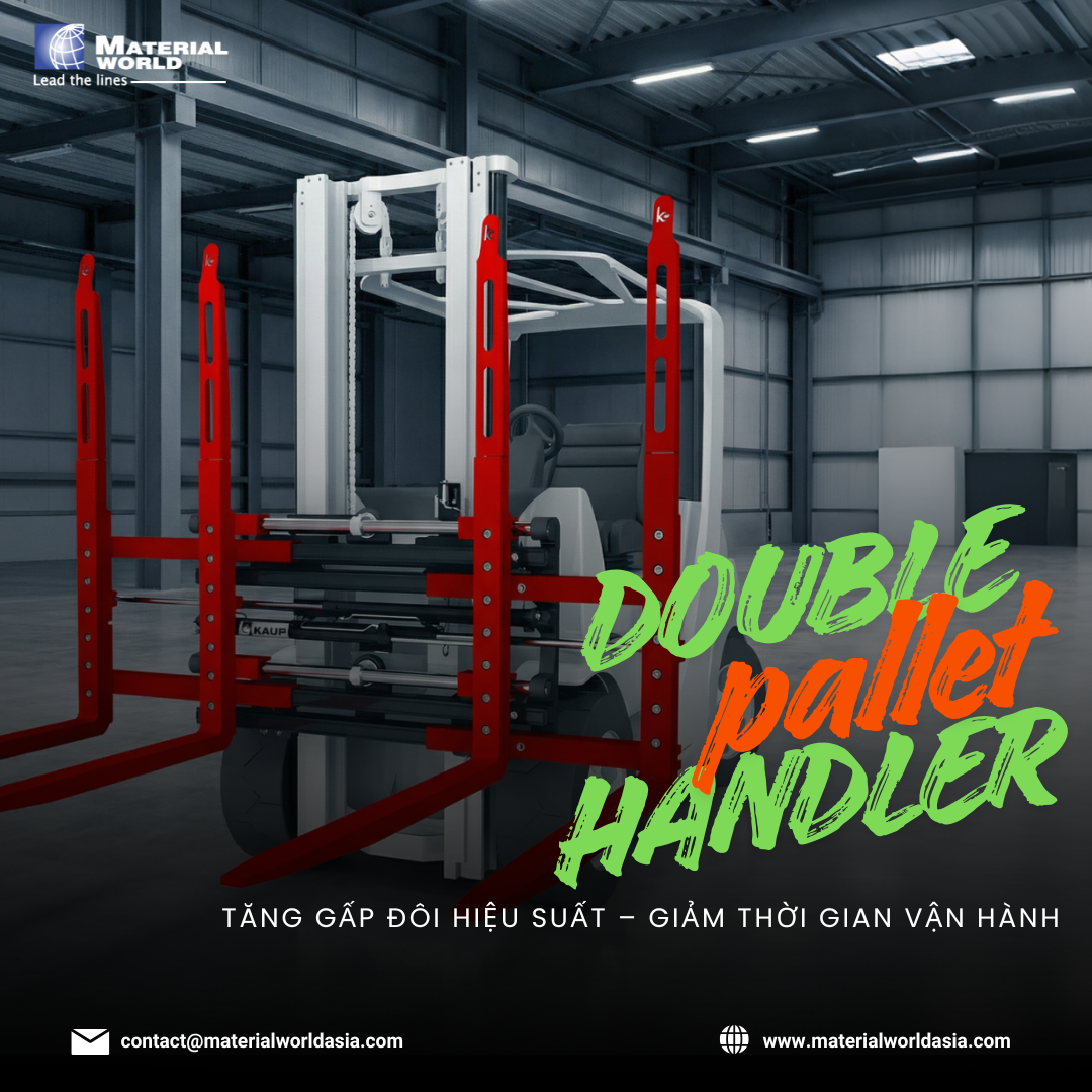 Double Pallet Handler | Phụ kiện xe nâng gắp 2 pallet | Material World Asia