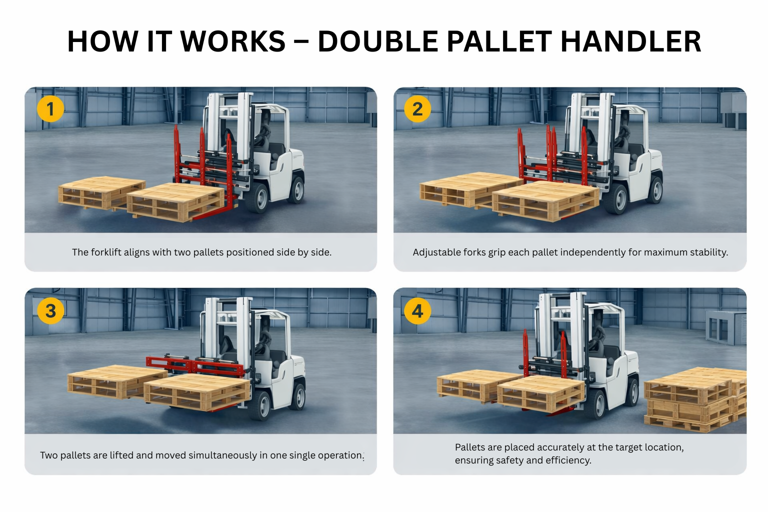 Double Pallet Handler | Forklift Attachment for Dual Pallet Handling